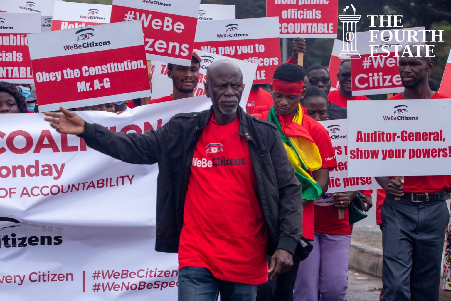 Lawyer Akoto Ampaw leads a march by several CSO leaders and activists : Clement E. Kumsah/The Fourth Estate