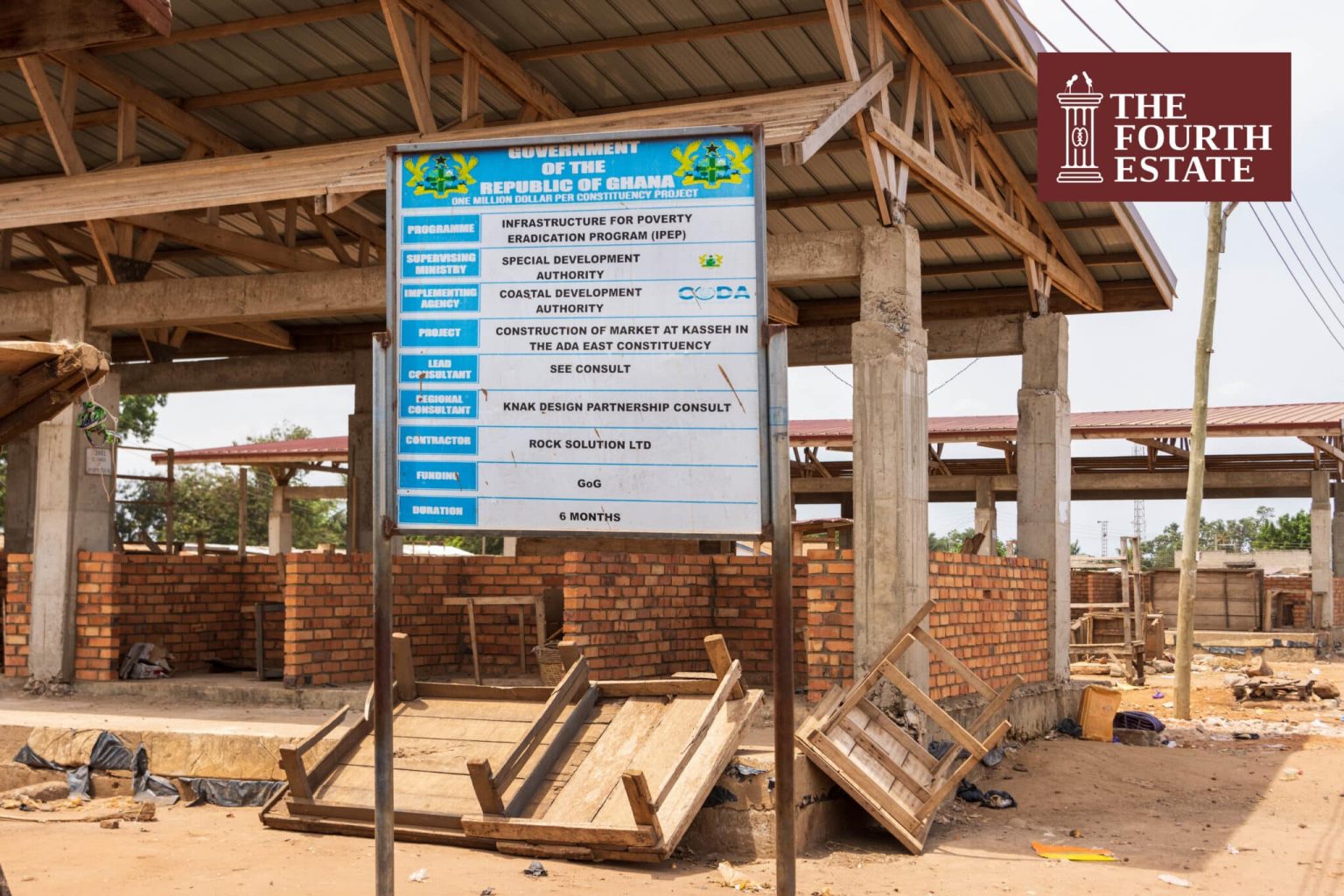 An open stall at the Kasseh market in the Ada East District in the Greater Accra Region which is yet to be completed