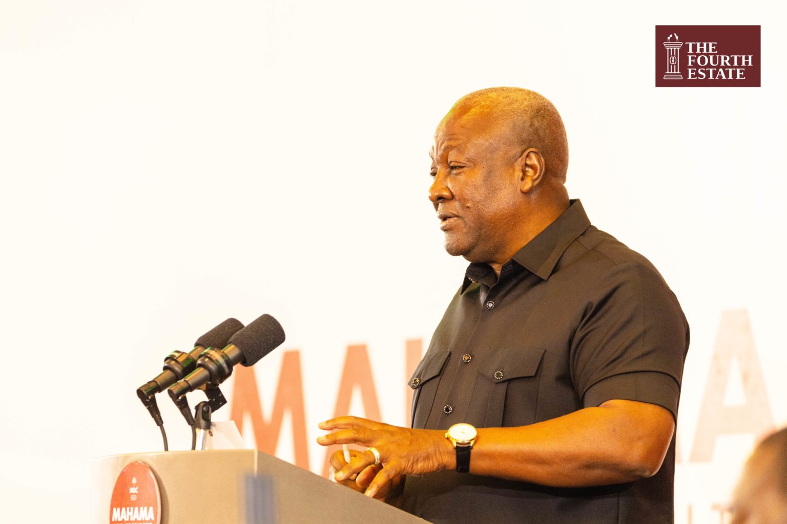 John Mahama responding to questions from Ghanaian Journalists in Accra on July 7, 2024. Photo Credit: Clement Edward Kumsah/The Fourth Estate.