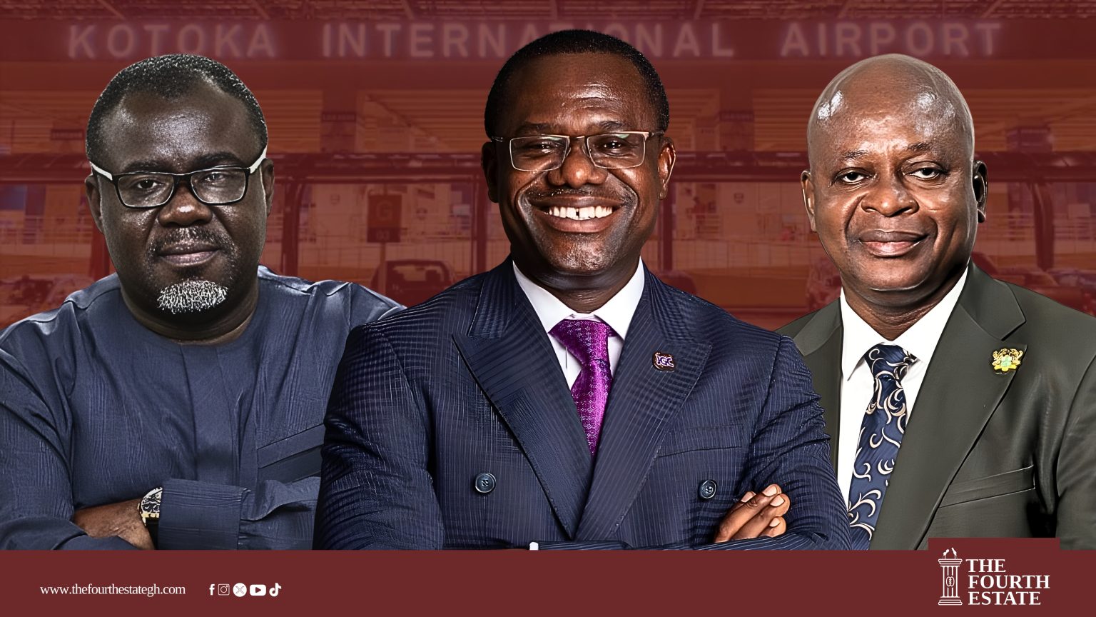 Former Minister of Transport, Kweku Ofori Asiamah right, the Founder and Executive Chairman of the Jospong Group of Companies, Joseph Siaw Agyepong (middle), the Minister of Transport, Joseph Bukari Nikpe (right)
