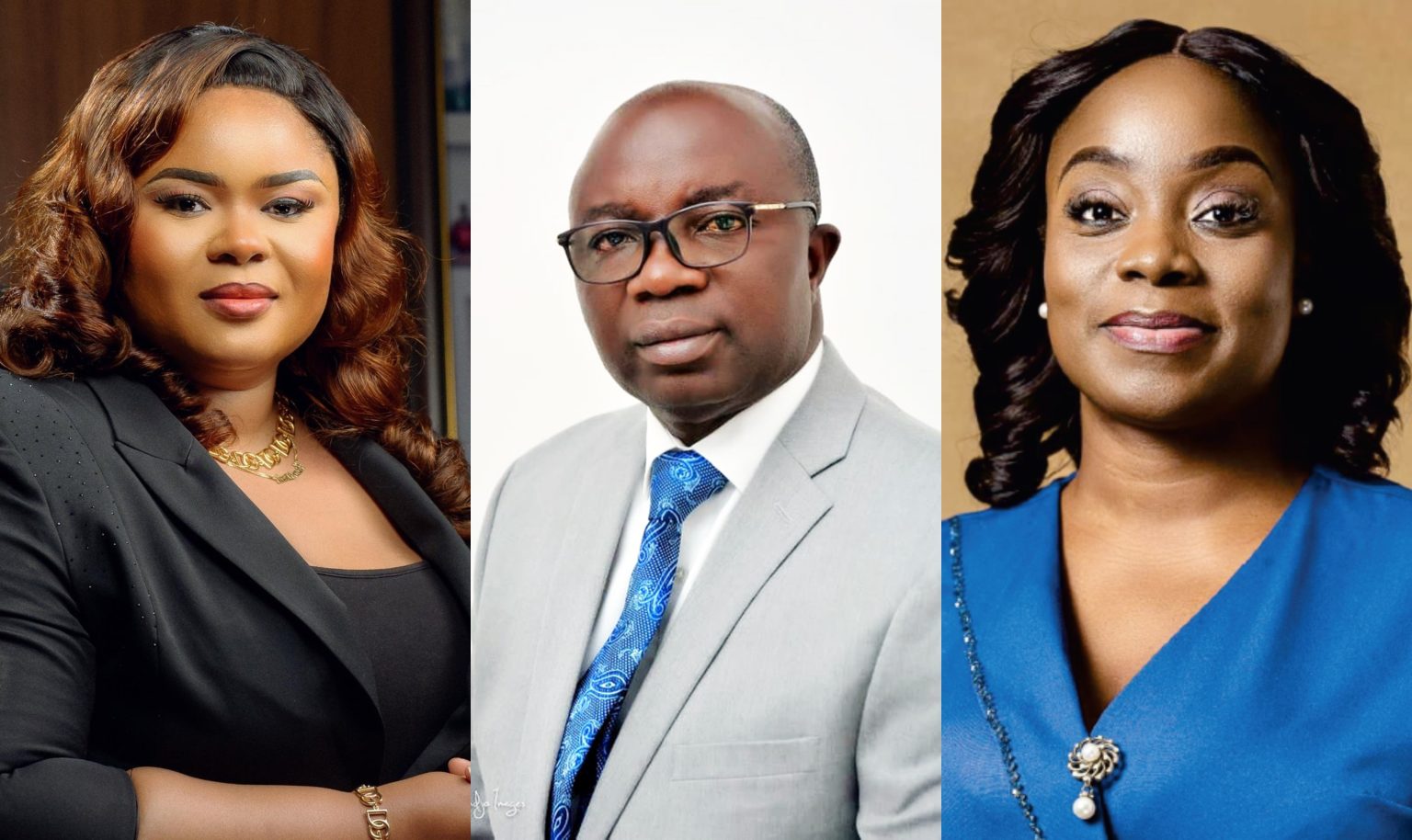 Ruth Seddoh, the Director-General of the NSA (left), her predecessor, Osei Assibey Antwi (middle) and Genevive Lartey, Executive Secretary,
