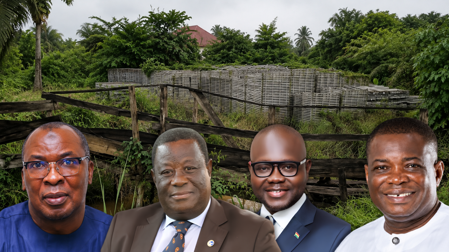 Chief Executive Officer, Ghana Highway Authority, Ishak Mallam Issah (Far left), Former Minister of Roads and Highway, Kwasi Amoako-Attah (Centre left), Former Minister of Roads and Highway, Francis Asenso-Boakye. (Centre right)
Minister of Roads and Highways, Kwame Governs Agbodza (Far right)